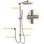 WELS Gun Metal Dual Round Shower 10" Rain Head Stainless Steel Handheld Sliding Rail Diverter Set - Image 2