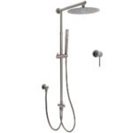 WELS Gun Metal 2in1 Round Shower Set 10" Rain Head Metal Handheld Sliding Rail Small Face Mixer