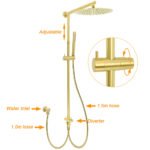 WELS Brushed Gold 2in1 Large Round Shower 12" Rain Head Stainless Steel Handheld Sliding Rail Mixer Set - Image 2