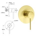 WELS Brushed Gold 2in1 Large Round Shower 12" Rain Head Stainless Steel Handheld Sliding Rail Mixer Set - Image 9