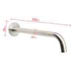 Brushed Nickel 300mm Extra Long Wall Mounted Extention Bathtub Filler Spout Set - Image 2