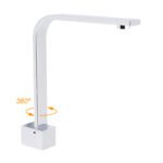 Square Chrome Gooseneck Arm Wall Mounted Swivel Bathtub Spout Faucet Outlet Set - Image 2