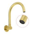 Brushed Gold Bath Tub Filler Round Gooseneck Arm Faucet Water Outlet Wall Spout - Image 3