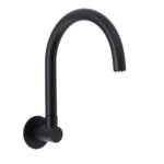 Matt Black Round Gooseneck Arm Faucet Outlet Wall Mounted Bath Tub Filler Spout
