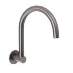 Gun Metal Bathroom Tub Filler Round Gooseneck Arm Faucet Water Outlet Wall Spout - Image 2