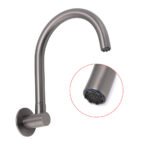 Gun Metal Bathroom Tub Filler Round Gooseneck Arm Faucet Water Outlet Wall Spout - Image 3