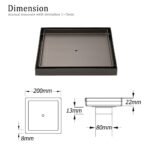 Gun Metal Large Square 200x200mm Tile Insert Floor Drain Shower Grate 80mm Waste - Image 2