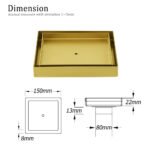 Brushed Gold 150x150mm Tile Insert Floor Drain Shower Grate 80mm Waste Watermark - Image 2