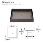 Bathroom Gun Metal 150mm Tile Insert Floor Drain Shower Grate 80mm Waste Outlet - Image 2