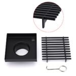Matt Black 100mm Square Strip Fence Shower Grate Bathroom Floor Drain 50mm Waste - Image 3