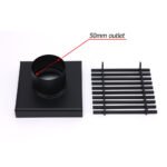 Matt Black 100mm Square Strip Fence Shower Grate Bathroom Floor Drain 50mm Waste - Image 4