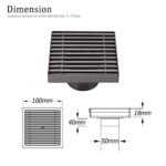 Gun Metal SUS 100mm Square Strip Fence Floor Drain Small Shower Grate 50mm Waste - Image 2