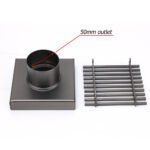 Gun Metal SUS 100mm Square Strip Fence Floor Drain Small Shower Grate 50mm Waste - Image 4
