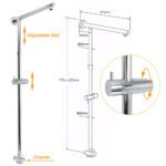 WELS Chrome Round 8" Stainless Steel Rain Head Stick Handheld Sliding Rail Arm Dual Shower Set - Image 3