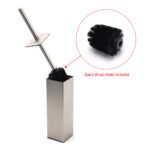 Brushed Nickel Cubic Square Toilet Brush Stainless Steel Wall Mounted Holder Cup - Image 3
