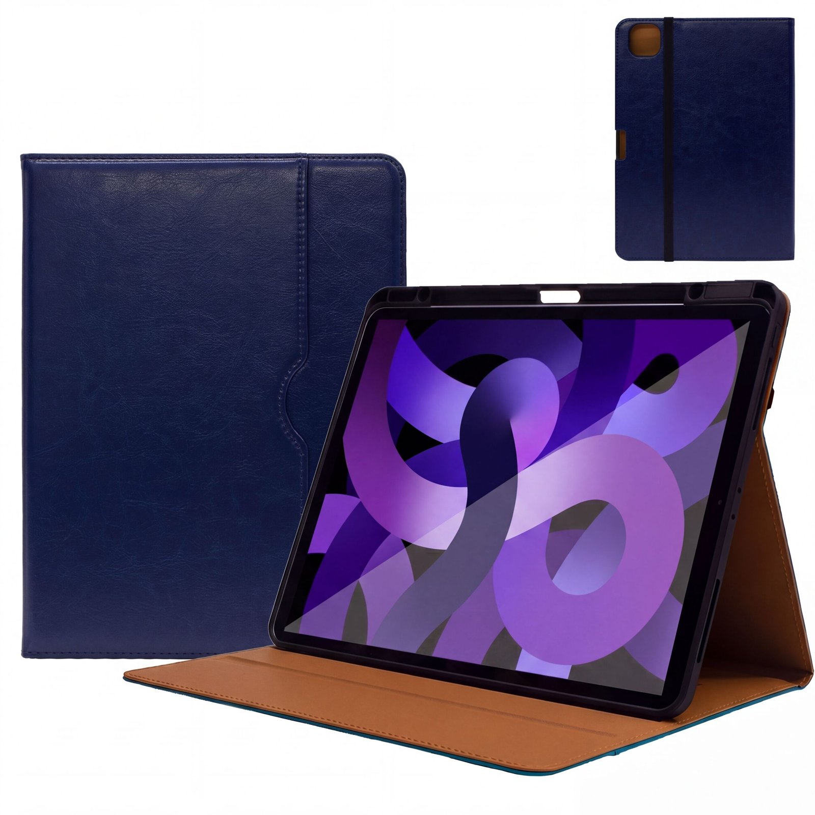 V1243-PG-IPADCASE10TH-DARKBLUE-00 SENYOSON Dark Blue iPad Case for iPad 10th 11th Generation (A16) 10.9/11 Inch 2022/2025, Premium Leather Folio Stand Cover with Pencil Holder - Image 1