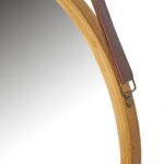 Hanging Round Wall Mirror 45 cm - Solid Bamboo Frame and Adjustable Leather Strap for Bathroom and Bedroom - Image 5