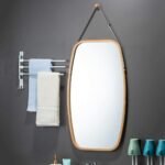 Hanging Full Length Wall Mirror - Solid Bamboo Frame and Adjustable Leather Strap for Bathroom and Bedroom - Image 2