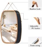 Hanging Full Length Wall Mirror - Solid Bamboo Frame and Adjustable Leather Strap for Bathroom and Bedroom - Image 7
