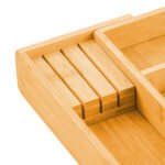 2 Pack Large Capacity Bamboo Expandable Drawer Organizer with Knife Block Holder for Home Kitchen Utensils - Image 11