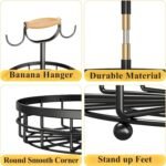 2-Tier Fruit Basket Bowl Storage with Wood Lift Handle and Dual Banana Tree Hanger for Kitchen Countertop - Image 7