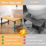 Bamboo Toilet Stool Foldable and Adjustable Height with Non-Slip Layer for Bathroom - Image 4