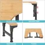 Bamboo Toilet Stool Foldable and Adjustable Height with Non-Slip Layer for Bathroom - Image 5