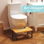 Bamboo Toilet Stool Foldable and Adjustable Height with Non-Slip Layer for Bathroom - Image 6