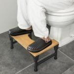 Bamboo Toilet Stool Foldable and Adjustable Height with Non-Slip Layer for Bathroom - Image 8