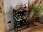 6-Tier Freestanding Wine Rack for 30 Bottles with Wood Countertop and Sturdy Metal Frame - Image 9