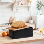 Bread Bin with Bamboo Lid used as Chopping Board for Kitchen Countertop - Image 5