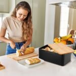 Bread Bin with Bamboo Lid used as Chopping Board for Kitchen Countertop - Image 6