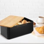 Bread Bin with Bamboo Lid used as Chopping Board for Kitchen Countertop - Image 9