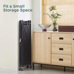 CARLA HOME 3-Tier Foldable Storage Shelf with Wheels for Kitchen, Garage, Pantry or Basement (Black) - Image 5
