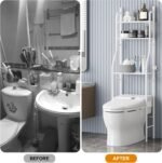 CARLA HOME 3-Tier Over The Toilet Storage Rack with Hooks & Paper Holder for Bathroom & Laundry Room - Image 3