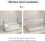CARLA HOME 2-Tier Dish Drying Rack with Drainage Tray, Utensil Holder, Cup Hooks & Cutting Board Rack for Kitchen (White) - Image 6
