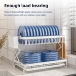 CARLA HOME 2-Tier Dish Drying Rack with Drainage Tray, Utensil Holder, Cup Hooks & Cutting Board Rack for Kitchen (White) - Image 8