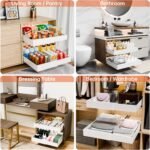 CARLA HOME Pack Pull Out Cabinet Organizer Expandable for Cabinets with Adjustable Slide Out Shelves and Easy Installation (White) - Image 5