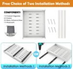 CARLA HOME Pack Pull Out Cabinet Organizer Expandable for Cabinets with Adjustable Slide Out Shelves and Easy Installation (White) - Image 8
