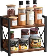 CARLA HOME 2-Tier Countertop Shelf Organizer Rustic Wood Kitchen Spice Rack for Storage, Condiments & Cabinet Organization - Image 2