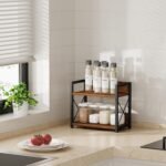 CARLA HOME 2-Tier Countertop Shelf Organizer Rustic Wood Kitchen Spice Rack for Storage, Condiments & Cabinet Organization - Image 6