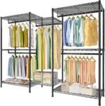 CARLA HOME Heavy Duty Clothing Garment Rack Organizer with Hanging Rods & Storage Shelves for Clothes, Shoes & Wardrobe