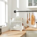 CARLA HOME 2-Tier Large Dish Drying Rack with Drainboard, Utensil Holder, Glass Hooks & Cutlery Storage (White) - Image 2