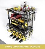 CARLA HOME 4-Tier Power Tool Rack Organizer Wall Mount with Drill Holder & Wrench Hooks for Cordless Tools & Workshop Organization - Image 2