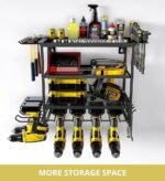 CARLA HOME 4-Tier Power Tool Rack Organizer Wall Mount with Drill Holder & Wrench Hooks for Cordless Tools & Workshop Organization - Image 3