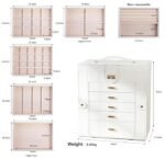 CARLA HOME 6-Layer Large Jewelry Box for Women withDrawers, Mirror, Lock, Necklace Hooks & Side Compartments for Rings, Earrings, Bracelets, Gifts (White) - Image 3