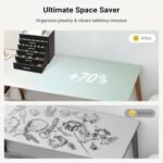 CARLA HOME  6-Layer Large Jewelry Organizer Box for Women with Mirror, Drawers, Hooks & Dividers for Rings, Necklaces, Bracelets, Ideal Gift for Women (Black) - Image 5