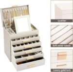 CARLA HOME  6-Layer Large Jewelry Organizer Box for Women with Mirror, Drawers, Hooks & Dividers for Rings, Necklaces, Bracelets, Ideal Gift for Women (White) - Image 4