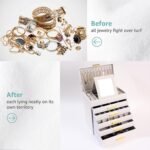 CARLA HOME  6-Layer Large Jewelry Organizer Box for Women with Mirror, Drawers, Hooks & Dividers for Rings, Necklaces, Bracelets, Ideal Gift for Women (White) - Image 7