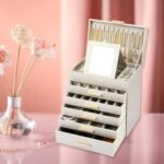 CARLA HOME  6-Layer Large Jewelry Organizer Box for Women with Mirror, Drawers, Hooks & Dividers for Rings, Necklaces, Bracelets, Ideal Gift for Women (White) - Image 8